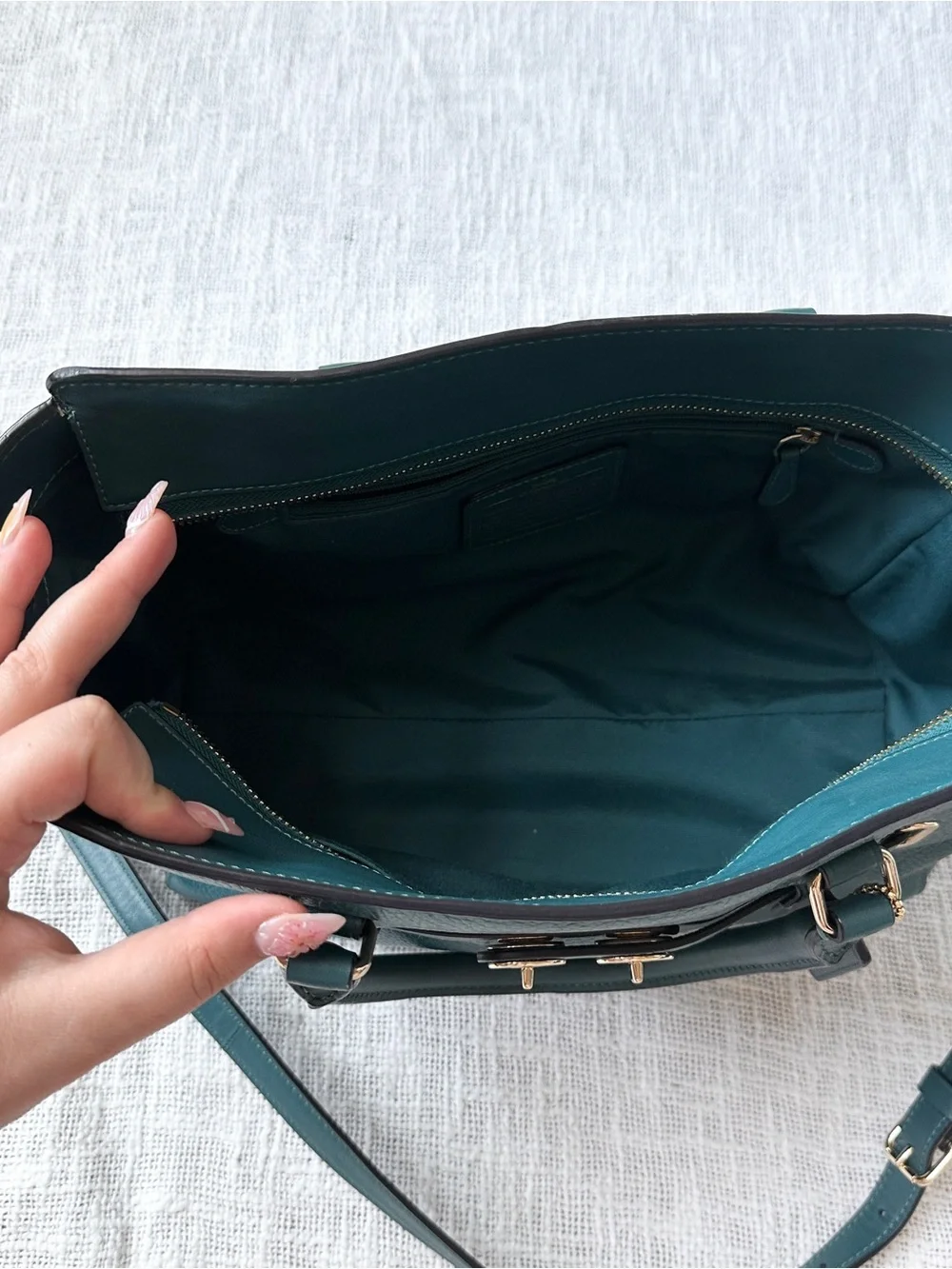 Coach Teal Pebble Blake Carryall Crossbody Purse/Wallet & Dustbag Set 🦚
